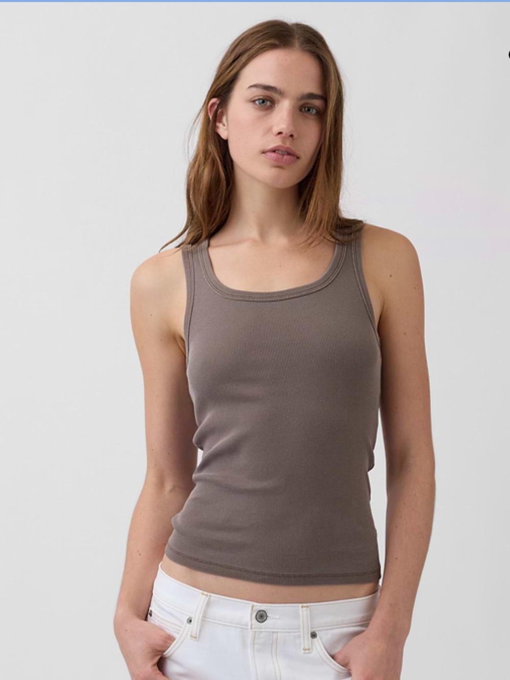 GAP Brown Rib Scoop Tank Top Size XS